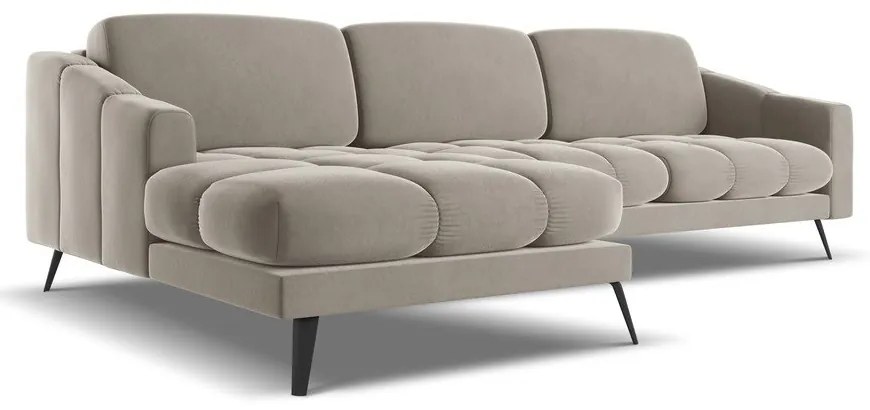 Bézs bársony sarokkanapé (bal oldali) Nalu – Makamii