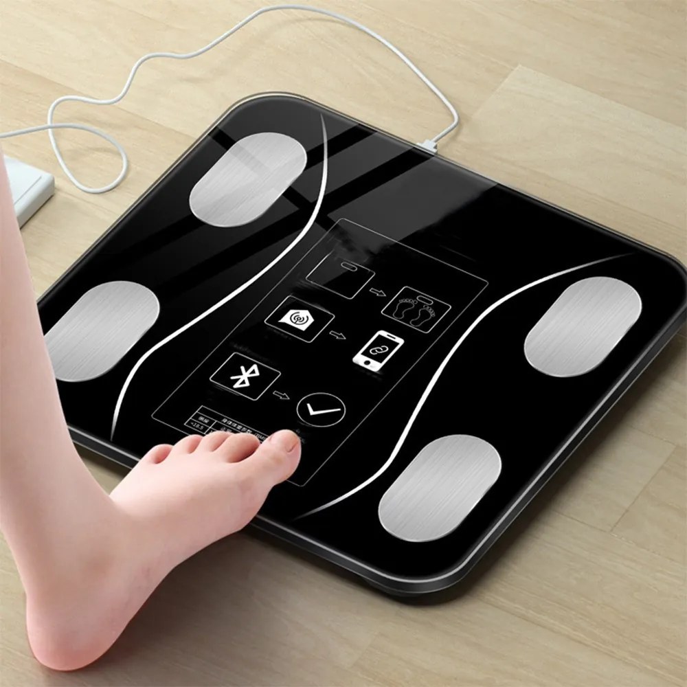 LCD kijelzős okosmérleg testtömegindex / BMI kijelzés, Bluetooth AMO-10145