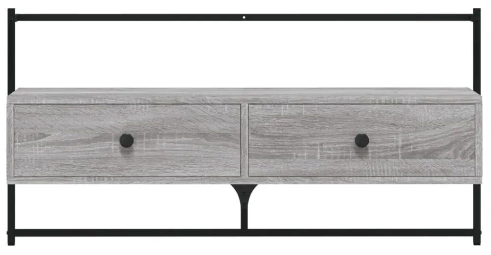 szürke sonoma színű szerelt fa fali TV szekrény 100,5x30x51 cm