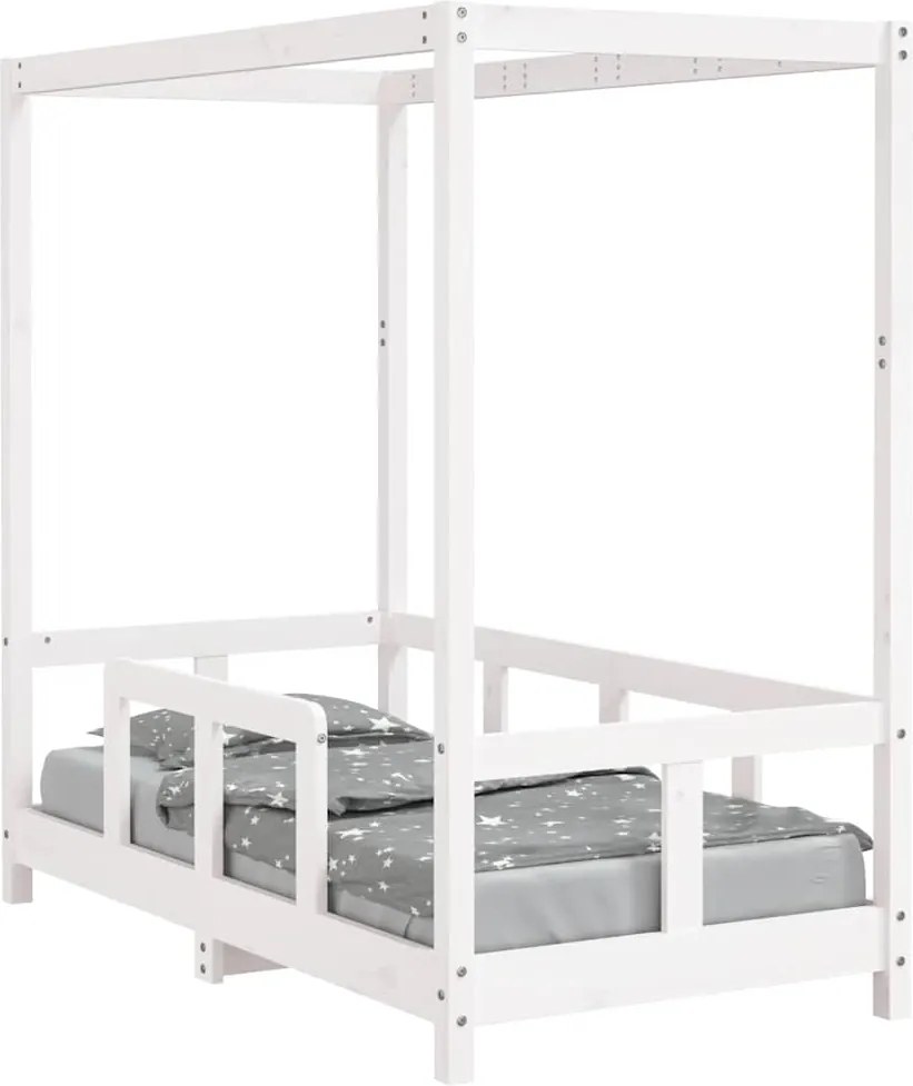 vidaXL fehér tömör fenyőfa gyerekágykeret 70 x 140 cm