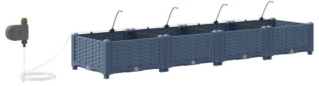 Kerti ültetők Szürke 160 x 40 x 22 cm Acél