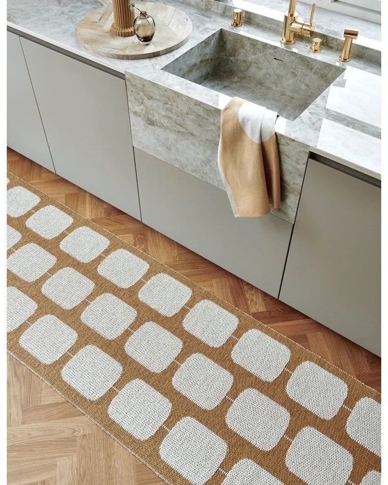 Okkersárga-krémszínű kültéri-beltéri szőnyeg 70x100 cm Sten Ochre – Pappelina