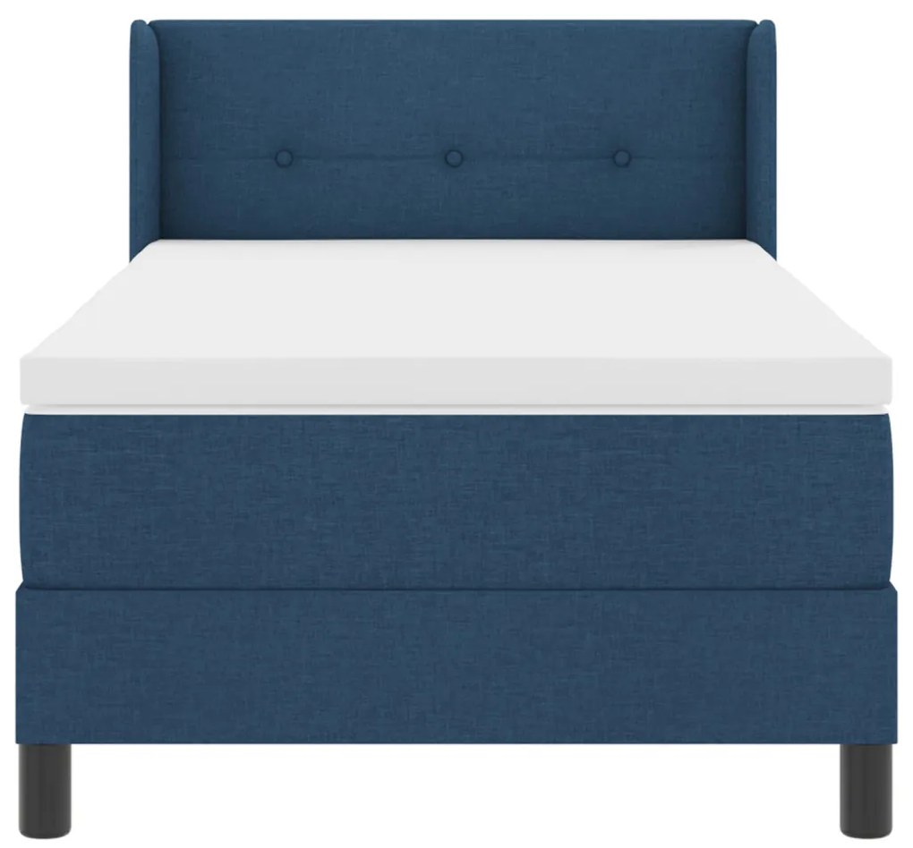 vidaXL Boxspring ágy matraccal Kék 90 x 190 cm Szövet és Mérnöki Fa