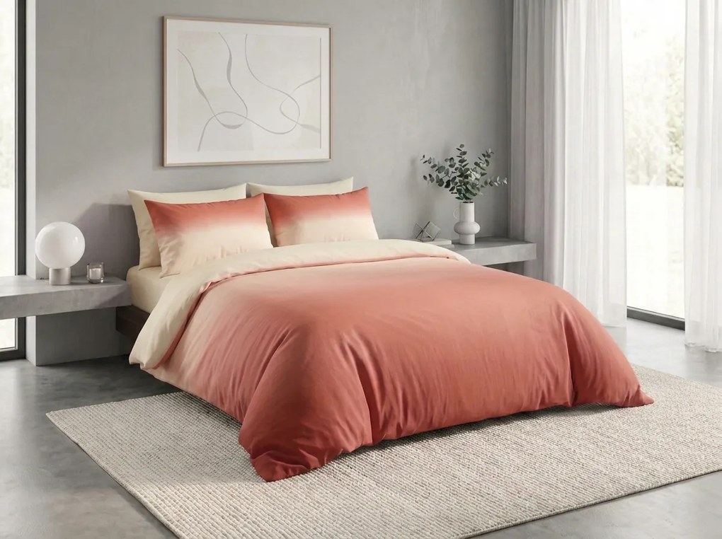 Pamut ágyneműhuzat OMBRE terrakotta Ágyneműhuzat mérete: 2 db 70 x 90 cm | 200 x 220 cm