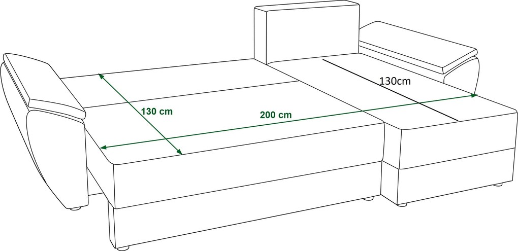Kihúzható kétoldalas L alakú ülőgarnitúra LIVARO 251x140 cm, sötétszürke