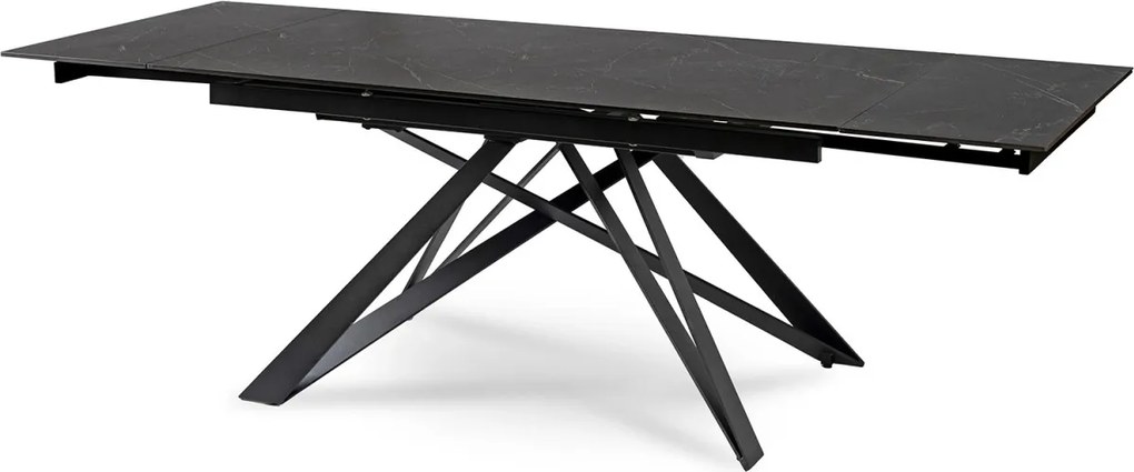 Kihúzható kerámia étkezőasztal 160–240 cm méretben, fekete márvány színben MAXIME