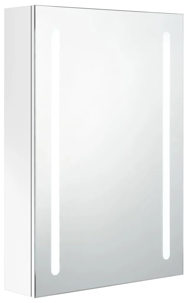 fényes fehér LED-es tükrös fürdőszobaszekrény 50 x 13 x 70 cm