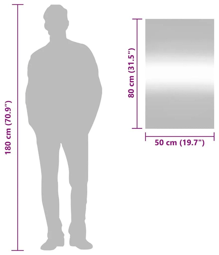 téglalap alakú üveg falitükör 50 x 80 cm