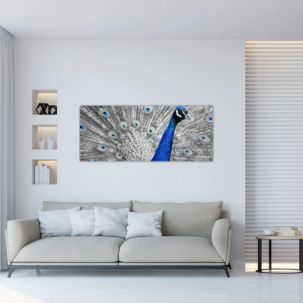 Kék páva képe (120x50 cm)