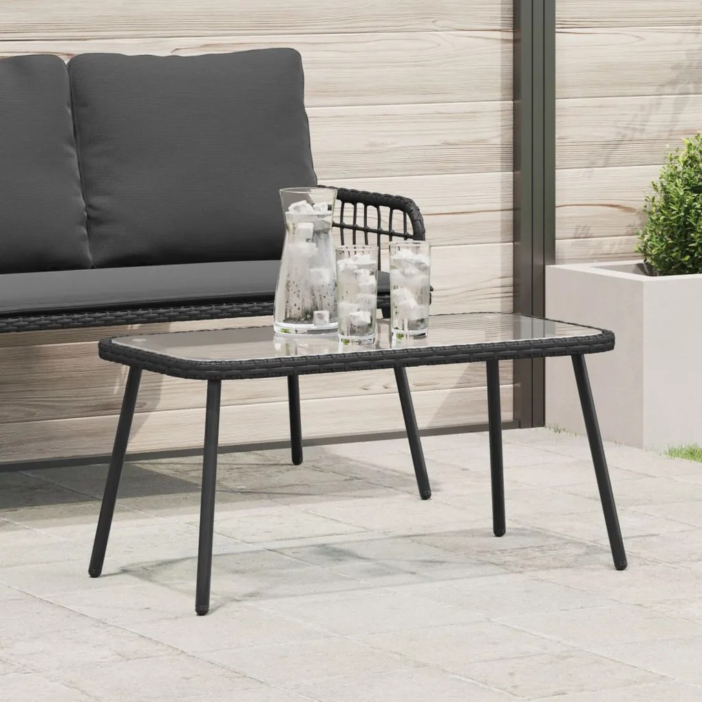 Fekete Dohányzóasztal 90x45x42 cm Polirattan