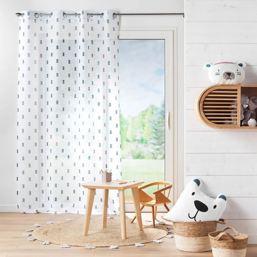 Fehér-kék átlátszó függöny 140x240 cm Geokid – douceur d'intérieur