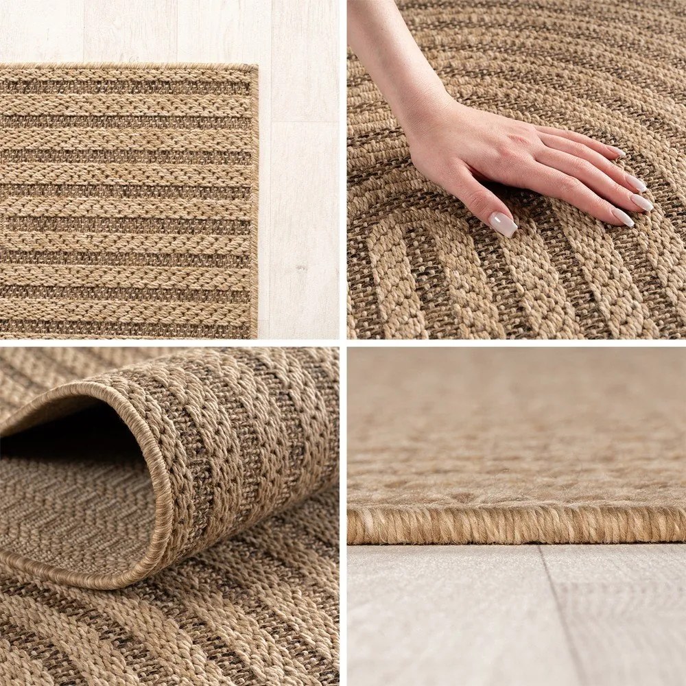 Barna kerek kültéri-beltéri szőnyeg ø 80 cm Timber 1401 – Ayyildiz Carpets