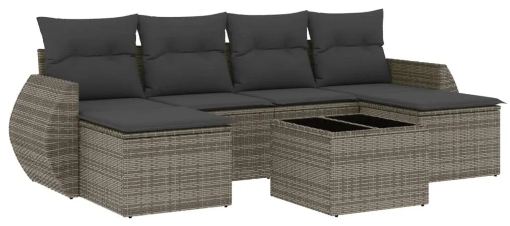 7 részes szürke polyrattan kerti ülőgarnitúra párnákkal