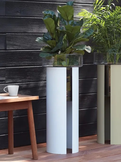 LSA International Terrazza virágcserép, h 75 cm, Ø32 cm, átlátszó/krétás fehér - LSA nemzetközi