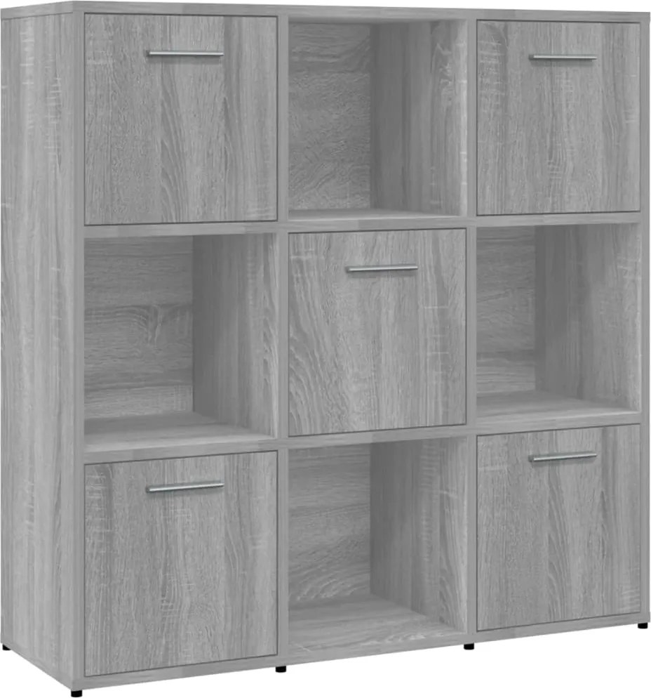 vidaXL szürke sonoma színű szerelt fa könyvszekrény 90 x 30 x 90 cm