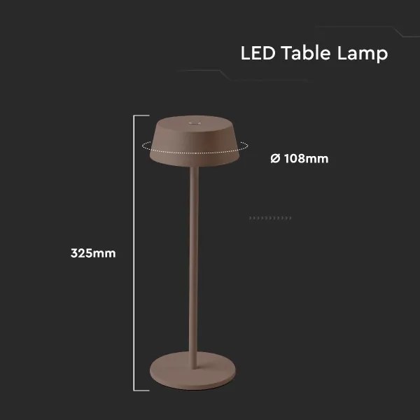 LED Kültéri dimmelhető érintős újratölthető asztali lámpa LED/2W/5V IP54 barna