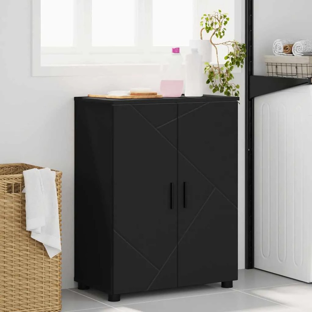 Fürdőszoba Székény polcokkal Fekete 60 x 35 x 80 cm Faanyag