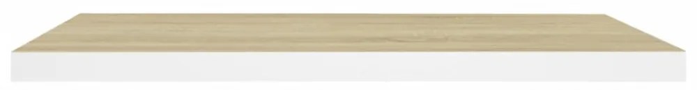4 db tölgyszínű és fehér MDF lebegő fali polc 80x23,5x3,8 cm