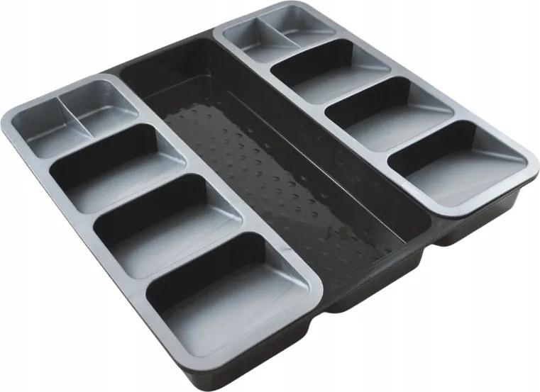 Fiókos evőeszköztartó tripla fekete-szürke 40x40x5,5