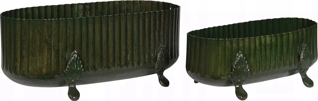 Virágtartó Fedél Hosszú hosszúkás nagy fém zöld erkélyre 2 db