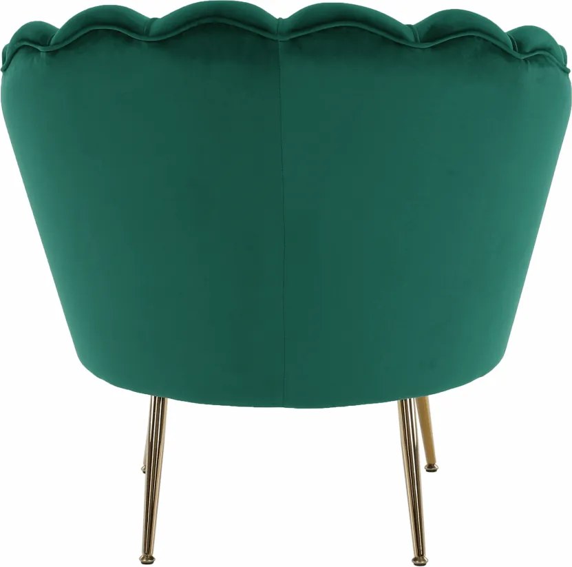 Fotel Art-deco stílusban, smaragd Velvet anyag/gold króm-arany, NOBLIN