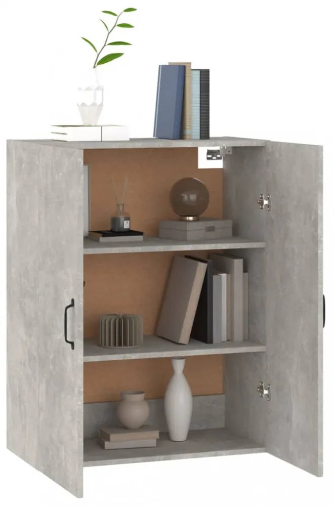 betonszürke szerelt fa függőszekrény 69,5 x 34 x 90 cm