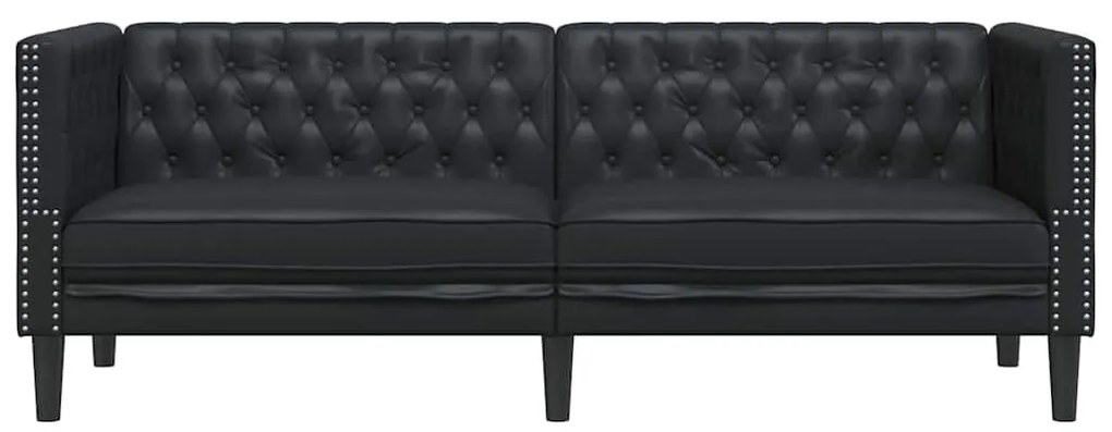 Chesterfield kanapé Argyle Fekete 194 x 74.5 x 70.5 cm Műbőr