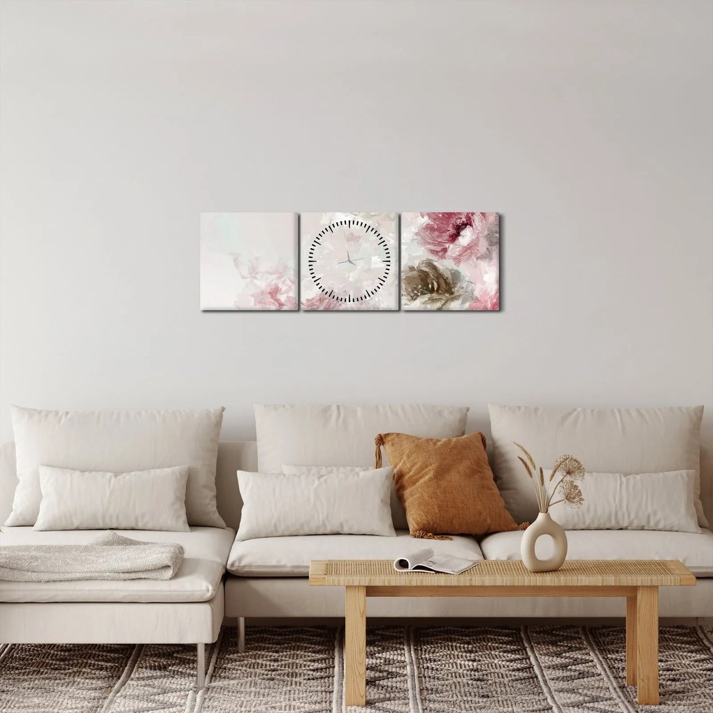 Kép - Festés rózsaszín virágok (órával) (90x30 cm)