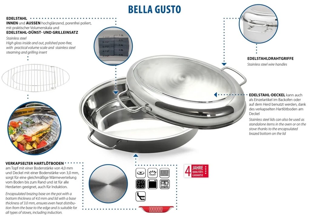 Elo 99938 Bella Gusto fedeles sütőtepsi rácsos 38x 27,5 cm