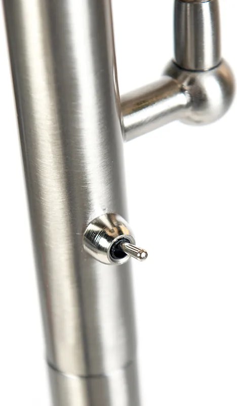 Klasszikus állólámpa acélból fehér búrával és olvasólámpával - Retro