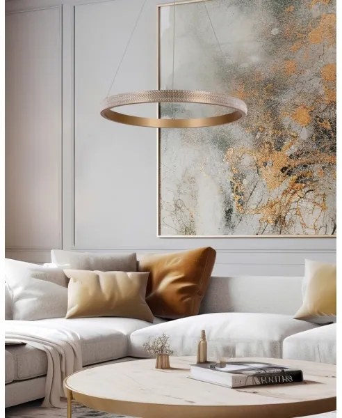 LED Csillár zsinóron HASHIM LED/34W/230V átm. 60 cm réz