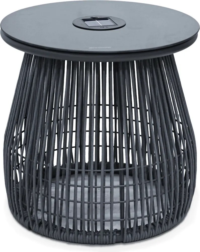 Kerti bútor szett 1+2, szolár világítással, fém, szürke, AZS-L1314 GREY