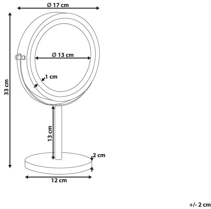 Fekete sminktükör beépített LED világítással ø 17 cm TUCHAN Beliani