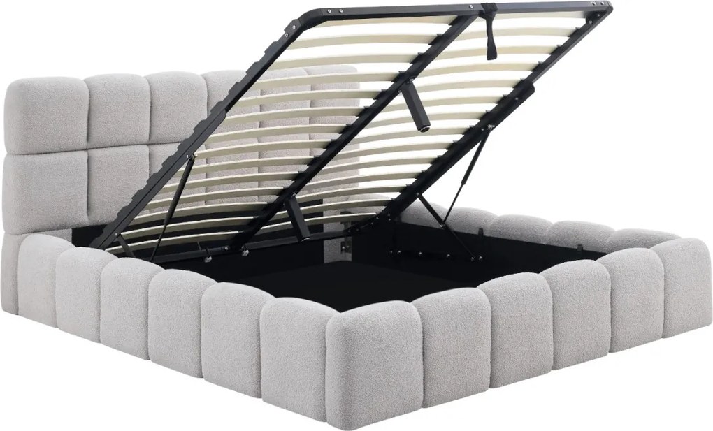 Łóżko 160x200 MURCJA z Pojemnikiem Szare Boucle