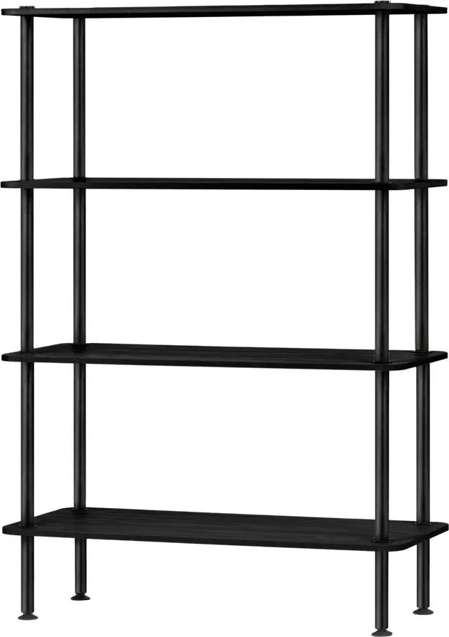 Fekete polcos állvány tölgyfa dekorral 80x127x35 cm Teidi – noo.ma