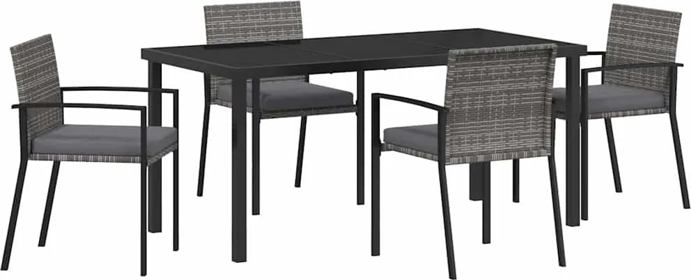 vidaXL Kert étkező szett 5 pcs Szürke Porszórt acél