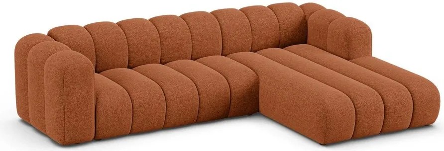 Téglavörös zsenília sarokkanapé (jobb oldali-heverő résszel) Lupine – Micadoni