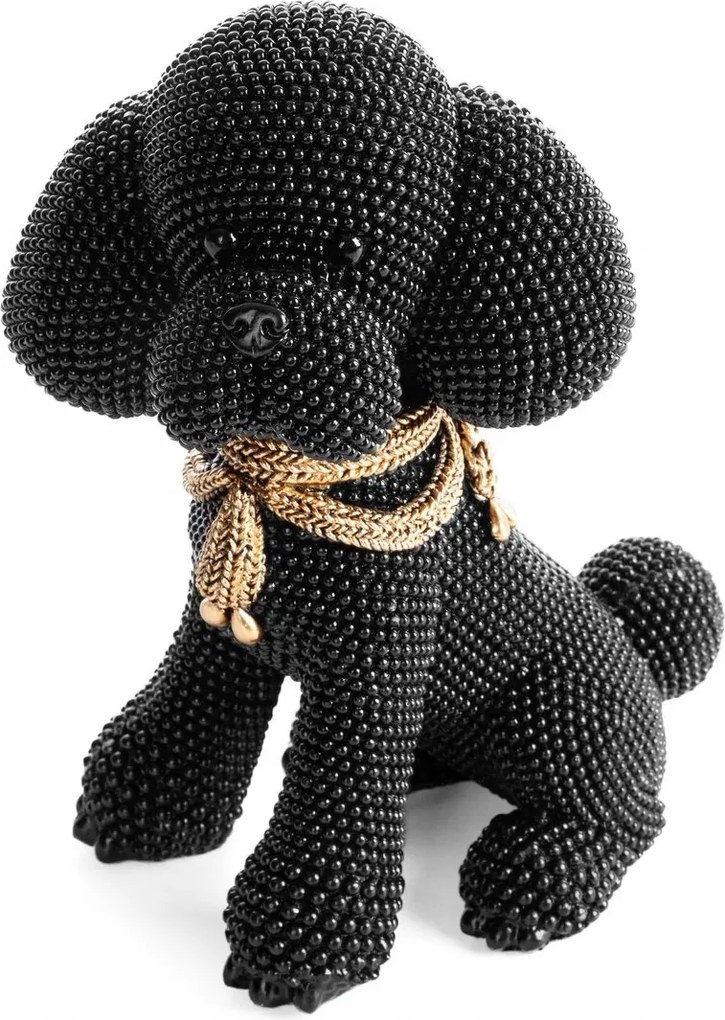 Poliészter műgyanta kutya figura 15 x 10 x 19 cm fekete