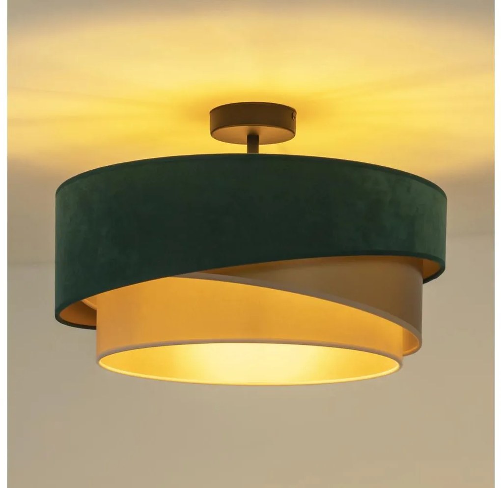 Duolla - Felületre szerelhető csillár KOBO 1xE27/15W/230V átm. 45 cm zöld/arany/krémes 606219