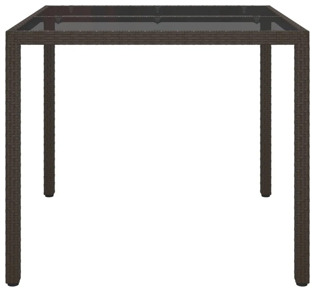Kert étkezőasztal barna 90x90x75 cm polirattan