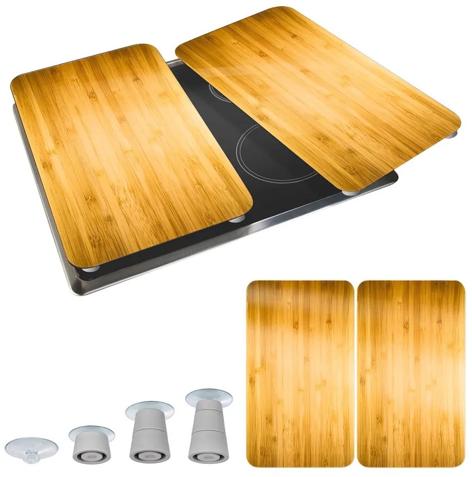 Edzett üveg tűzhely fedőlap szett 2 db-os 52x30 cm Wooden – Maximex