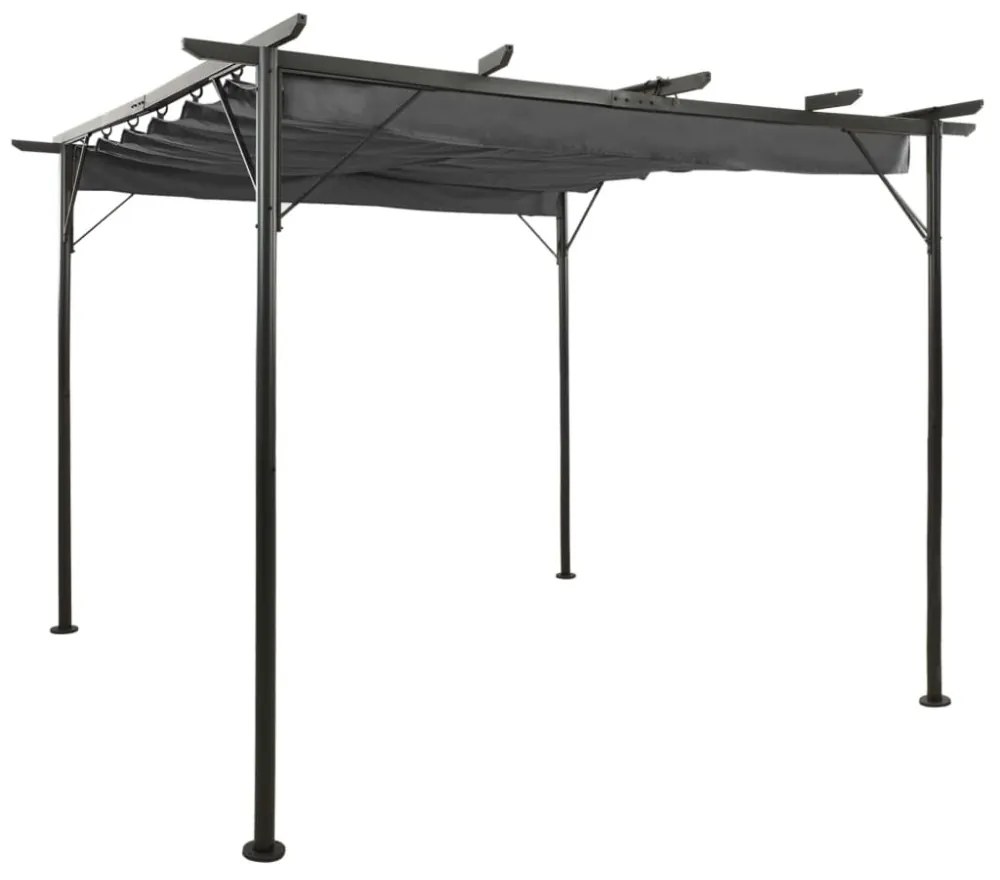antracitszürke acél pavilon behúzható tetővel 3 x 3 m 180 g/m²
