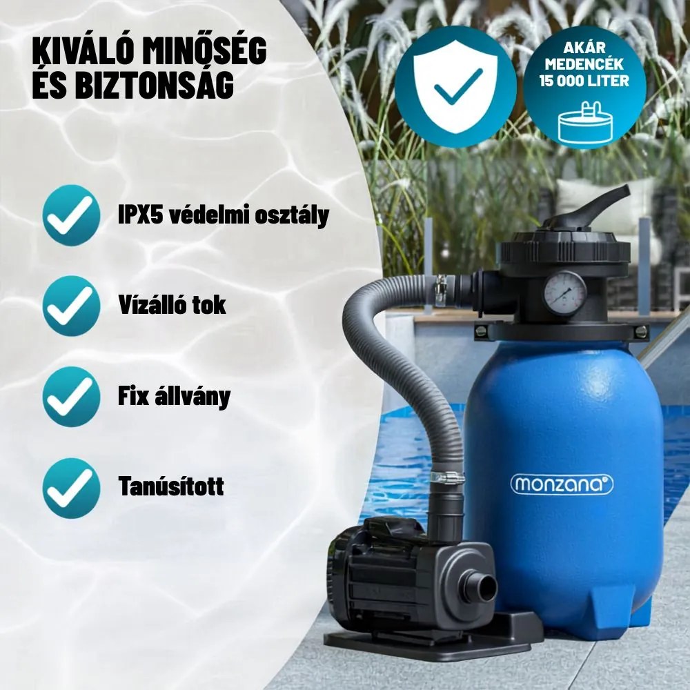AQUA homokszűrő medencéhez szűrőgolyókkal, 5 000 l/h, kék Monzana