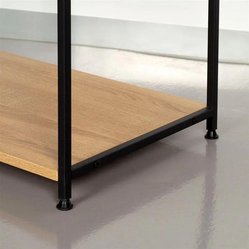 Intenso Home nyitott ruhafogas 3db polccal 60 x 175cm fém lábakkal modern tölgy színben | Előszobai ruhatároló cipőtartóval / nyitott gardrób