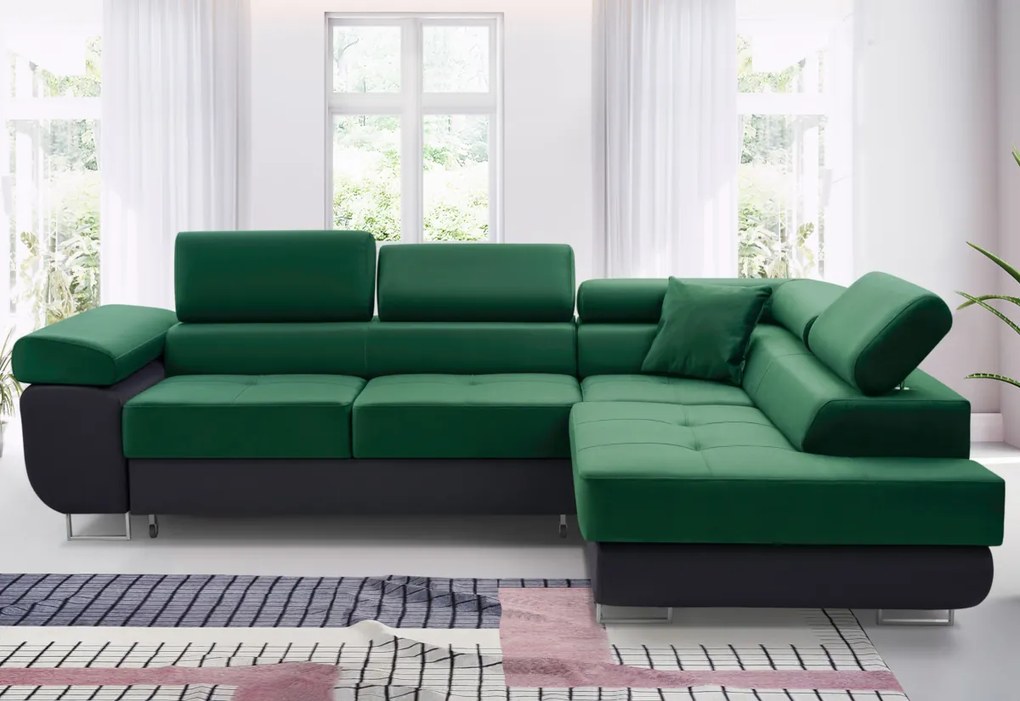 ALFA sarok kanapéágy, 273x70/85x203, sioux 1115/lux 23, bal sarok