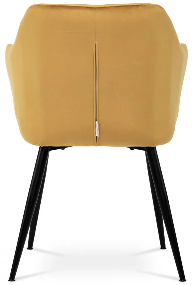 Fotoliu modern din catifea / Scaun de Culoare galbenă Picioare metalice Pika