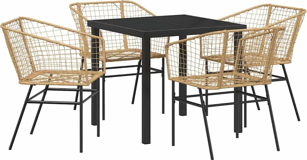vidaXL Kert étkező szett 5 pcs Barna polirattan