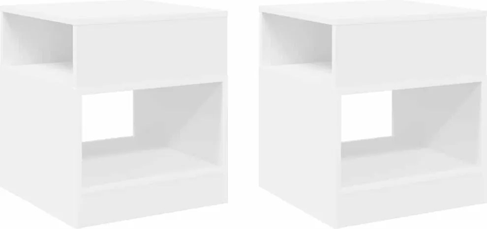 vidaXL Végasztal 2 pcs Fehér 40,5 x 40 x 45 cm Faanyag