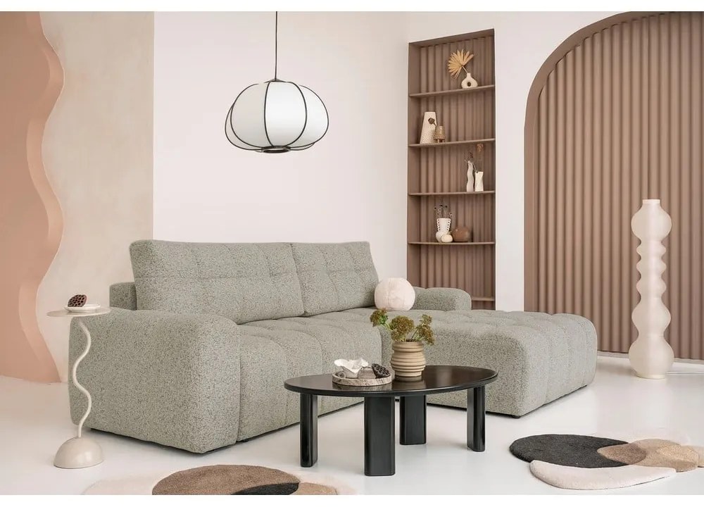 Világosbarna kinyitható tárolóhelyes moduláris sarokkanapé (jobb oldali) Lulu – Miuform