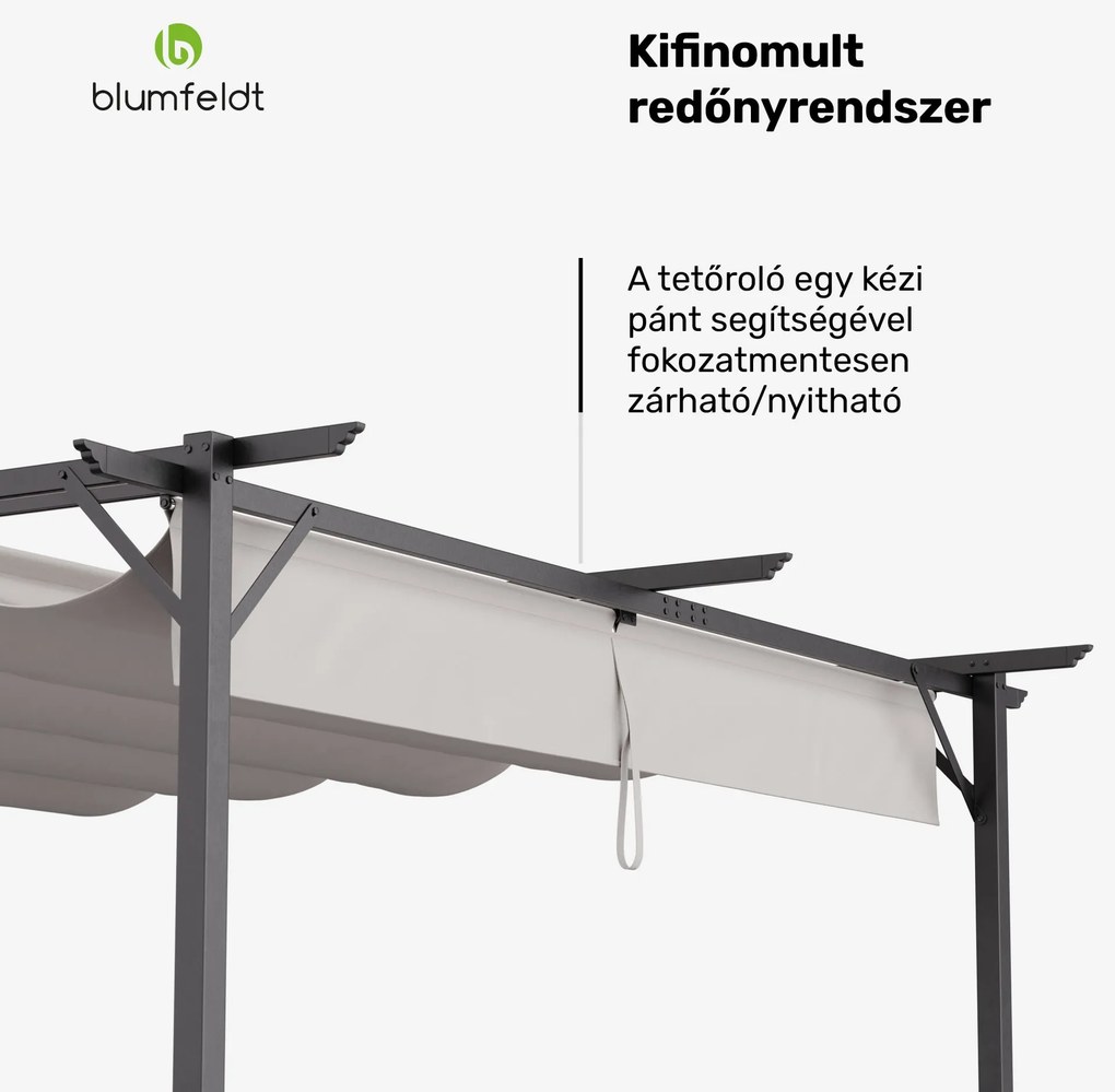 Blumfeldt Pantheon Robust, pergola, 3 x 4 m, időjárásálló porszórt acél